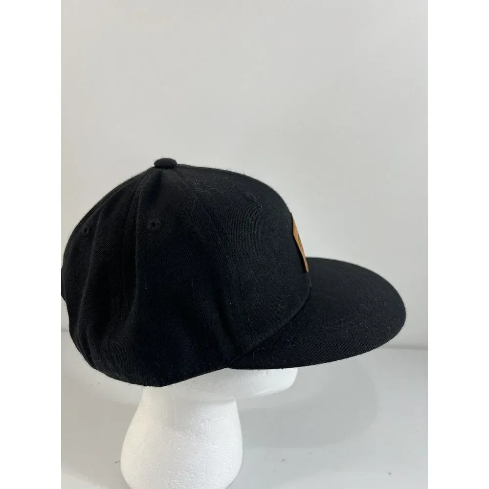 Aksels Laser Nashville Cursive‎ Script Flatbill Snapback Black Wool Hat Nash